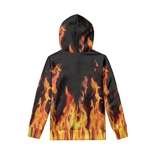 Kids 3D Print Fire Pullover Hoodies Warm Thick Hooded Sweatshirt with Packet for Boys Girls 6-16 Years3