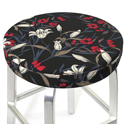 Floral Round Bar Stool Covers,Washable Soft Bar Stool Cover Cushion Slipcover 12 Inch #TOP2