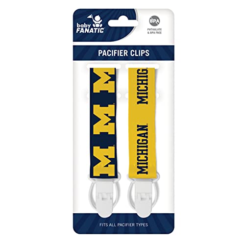 Image of BabyFanatic Officially Licensed Unisex Pacifier Clip 2-Pack - NCAA Michigan Wolverines - Officially Licensed Baby Apparel