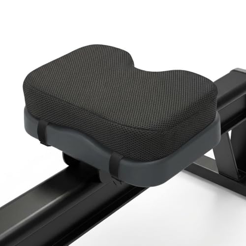 Memory Foam Rowing Machine Seat Cushion - Anti-Slip with Straps - Tailbone Pain Relief Pad Compatible with Concept 2 WaterRower Hydrow Peloton Bike