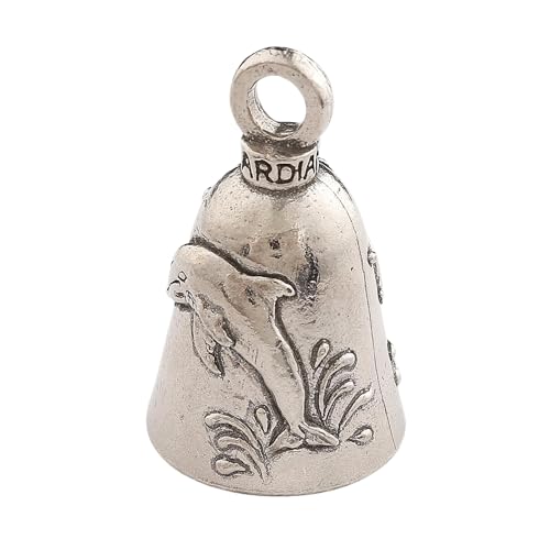Image of Guardian Bell Dolphin Good Luck Bell w /Keyring & Black Velvet Gift Bag | Motorcycle Bell | Lead-Free Pewter | Made in USA