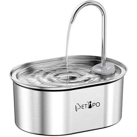 Cat Water Fountain Stainless Steel, 108oz/3,2L Pet Water Fountain, Ultra-Quiet Water Fountain for Cats Indoor, Faucet Water Flow Design Cat Fountain, Pet Water Dispenser Easy to Clean for Multi-Pets Cover