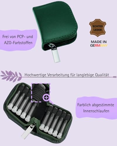 MV-Versand Globulitasche mit 10 Gläsern, Taschenapotheke, Notfallapotheke (Leder grün)
