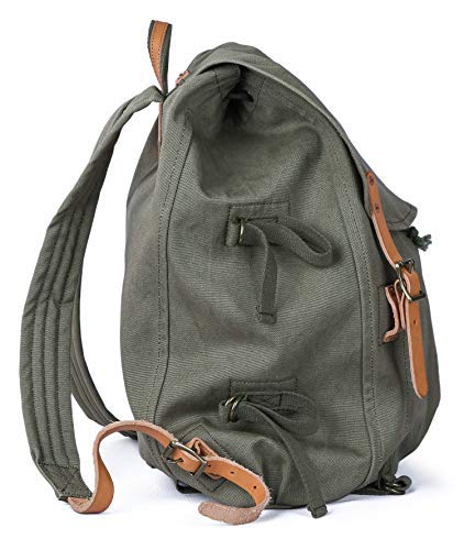 Gootium Canvas Backpack - Vintage Military Rucksack Travel Dayack, Green #TOP2