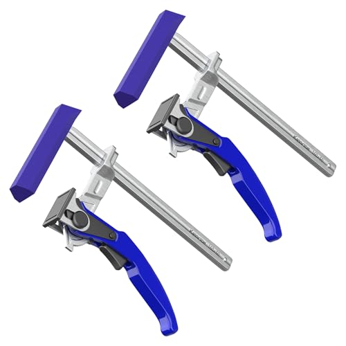 KARRYTON 6-1/2 Ratchet Table Clamp Quick Release Track Saw Clamps for MFT/Guide Rail System 600LB Clamping Force w/Foot Cover and Non-Marring Pad (2-Pack)