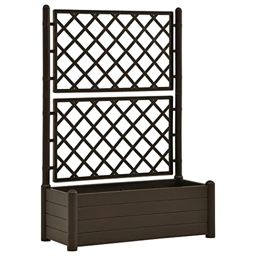 Vidaxl Garden Planter With Trellis Raised Beds Flower Box Flower Boxes Plant Pot Plant Pots Outdoor Planter Trellis Planters Pp Mocha #TOP3