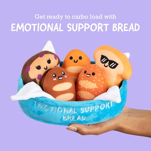 Image of Emotional Support Bread by Relatable - Cute Stuffed Animals and Toys, Squishy Toys and Plushies, Great Back to School Gift Ideas and Desk Decor for All Ages - Includes 5 Plushies with Carrying Basket
