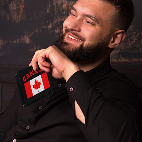 Canada Flag Canadian Maple Leaf Bifold Wallet Hidden Compartments Pocket Money with Credit Card Holder for Men4