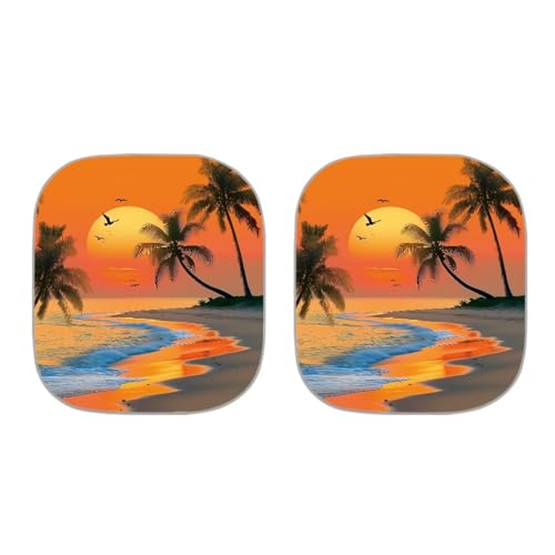 Image of Sunset Scenery Car Windshield Sun Shade 2 PCS Foldable Automotive Windshield Sunshades Easy to Install Sun Visor Blocks UV Rays and Keeps Vehicle Cool- 28.5 x 25.5 inches