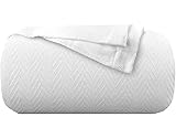 Kotton Culture Knitted Geometric Herringbone Pattern Handwoven Blanket 100% Long Staple Cotton - Soft & Cozy All-Season Throw for Bed Couch Chair Outdoors (King/Cal King, White)