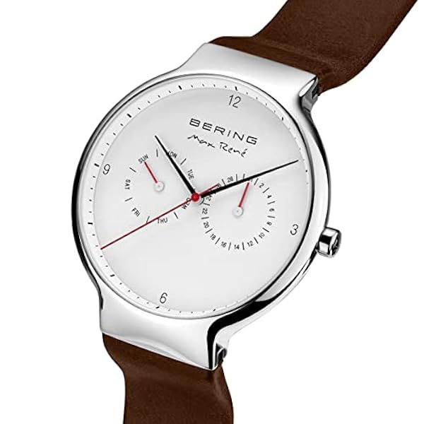 BERING Män Analogt Quarz Classic Collection armbandsur med Kalvskinn Armband och Safirglas