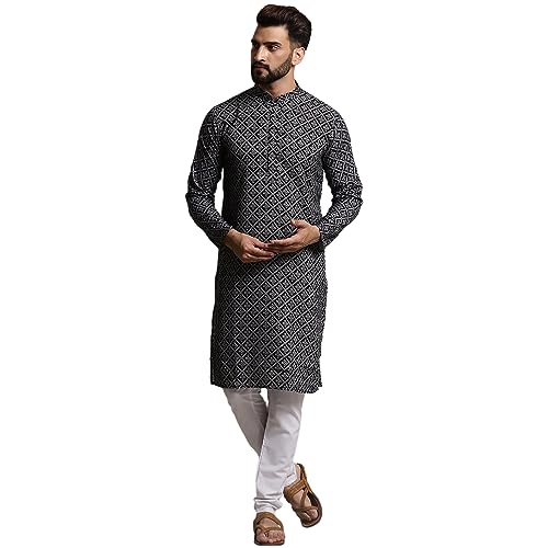 Image of SOJANYA (Since 1958 Men's Cotton Print Kurta & Churidar Pyjama Set