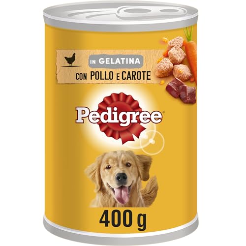 Pedigree Huhn und Karotten in Gelee, Nassfutter für Hunde, 24 Dosen à 400 g
