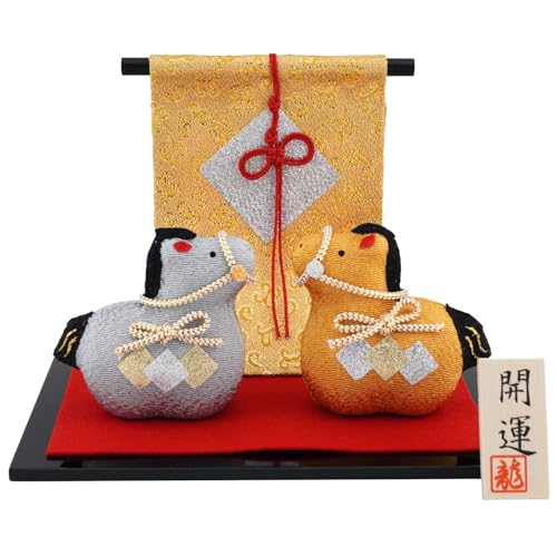 リュウコドウ(龍虎堂) 金銀 午(小) R-11 和雑貨/お正月/干支/午年/令和8年/2026年/置物/縁起物/開運/ちりめん/うま年
