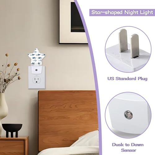 Image of Nightlight,Cute Shark Decorative Night Lights Plug Into Wall,Wild Fish Night Light with Auto Sensor for Bedroom,Nursery,Hallway,Stairway,Gifts