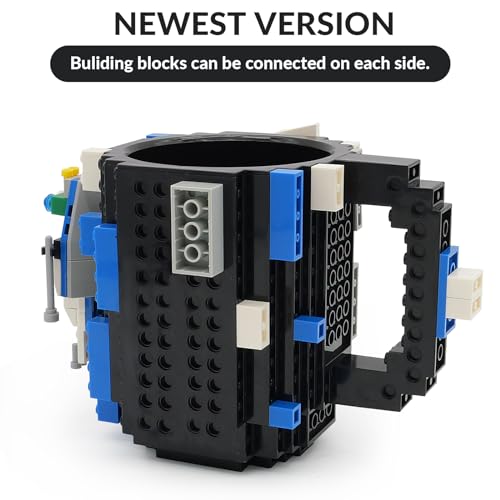 Lumsburry Build-on Brick Coffee Mug, Funny DIY Novelty Cup with Building Blocks Creative for Kids Men Women Xmas Birthday (Cool Black) - Image 5