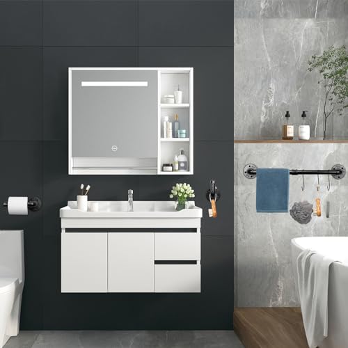 Livabber 5 Pieces Industrial Pipe Bathroom Towel Rack Set, Bathroom Hardware Include 18 Inch Towel Bar thumb #6