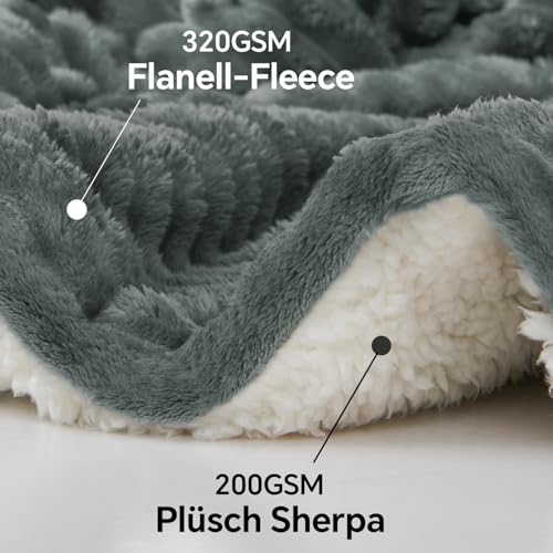 BEDELITE Kuscheldecke Flauschig Decke 150x200 - Dicke XL Sherpa Decken Grau für Couch, warme Cord Kuscheldecken weiche Fleecedecke Wohndecke als Couch Überwurf für Wohnzimmer