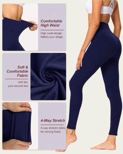 Image of TNNZEET High Waisted Leggings for Women - No See Through Tummy Control Cycling Workout Yoga Pants with Pockets Reg & Plus