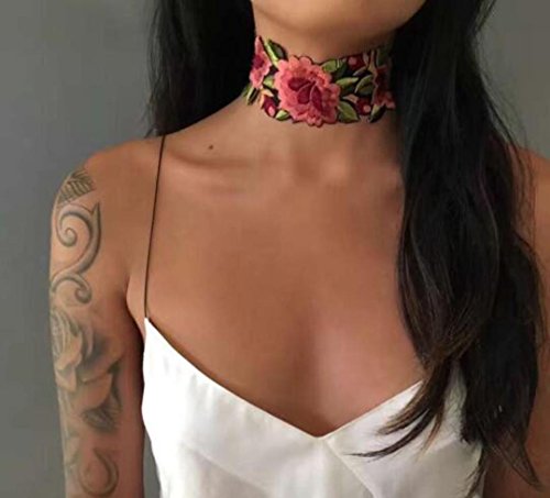 Hot Sale! AMA(TM) Women Charming Bohemian Flower Embroidery Choker Necklace Jewelry Collar Gift (A)