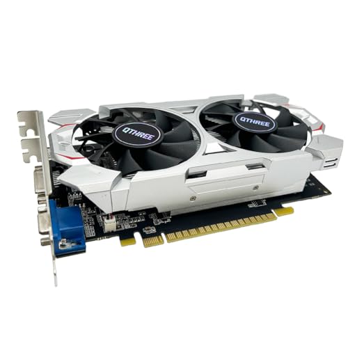 QTHREE GTX 750 Ti 4GB 128-bit Tarjeta gráfica, Doble Ventilador, HDMI, VGA, DVI, Tarjeta de vídeo bajo Perfil PC, GPU de Ordenador, Bajo Consumo, PCI Express x16, DirectX 12