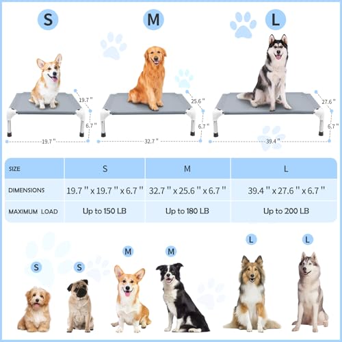 Elevated Dog Bed for Small Dogs, Outdoor Cooling Dog Bed Cot for Small Pets, Indoor Detachable Raised Dog Bed with Non-Slip Feet, Double Layer Polyester Cotton (20" L x 20" W x 6.5" Th) - Image 5