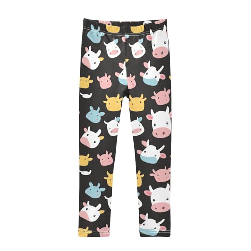 Animal Cartoon Cow Girls Casual Leggings for Kids Printed Long Pant Bottoms Stretch and Soft