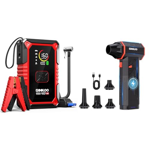 GOOLOO A5 Jump Starter with Air Compressor, 4000A Car Battery Jump Starter & GOOLOO F5S Compressed Air Duster,180000RPM  - Detailed View
