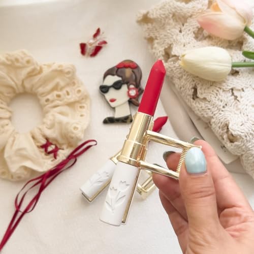 Image of Diversa Rhinestone Golden Claw Clip, Embellished Korean Clutcher, Non- Slip Metal Claw Clip for Girls, Fancy Clutcher for Women, Pack of 1 (Lipstick)