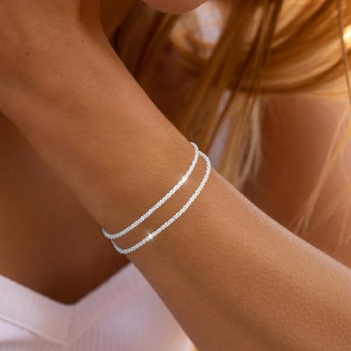 Layered Bracelets for Women,Dainty 14K Gold Plated Bracelets Stack,Link Chain Bracelet Stackable Non Tarnish Jewelry Gifts for Women4