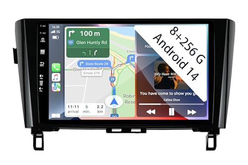【8+256GB】 Autorradio Android 15 de 9 Pulgadas Radio para Nissan XTrail Qashqai j11 Rouge 2014-2018 Carplay Car Play inalámbrico Navi Pantalla Navegación Reproductor Estéreo Pantalla táctil