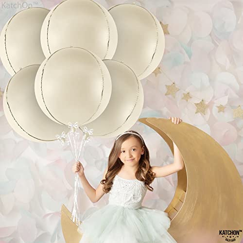 Image of KatchOn, Huge White Sand Balloons Set- 22 Inch, Pack of 6 | Mylar Beige Balloon | White Sand Foil Balloons, Mylar Balloon for Graduation Decorations