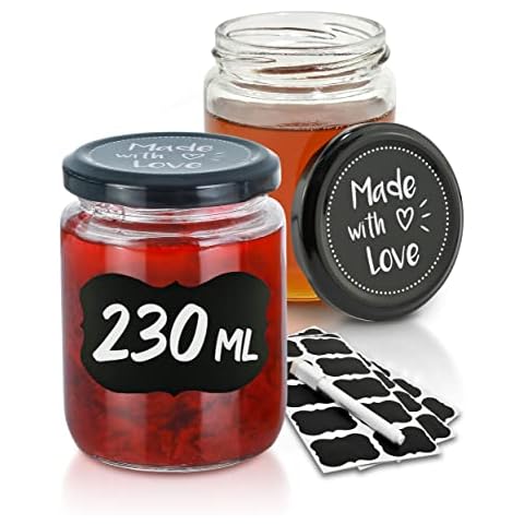 Praknu 25 Marmeladengläser 230 ml mit Deckel Cover