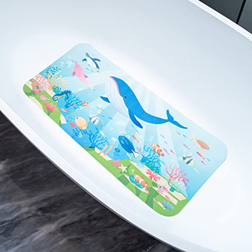 BEEHOMEE Tapis de Bain pour la Baignoire - Grand Tapis de Bain Cartoon antidérapant pour la Baignoire Tapis de Douche antidérapant pour Le Sol Lavable en Machine 89*40CM Taille XL(Baleine) Cover