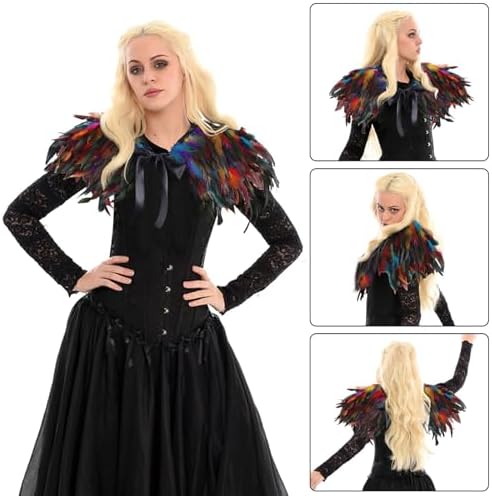 Cape De Plume Châle à Plumes Gothique Cosplay HalloweenCollier Col