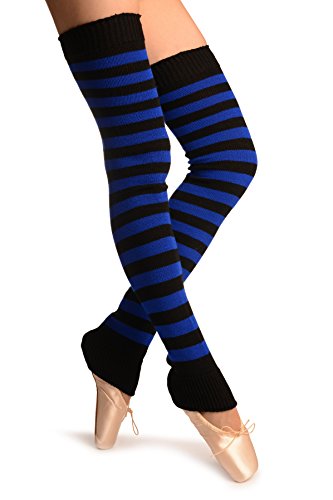LissKiss Blue & Black Stripes Dance/Ballet Leg Warmers - Leg Warmers