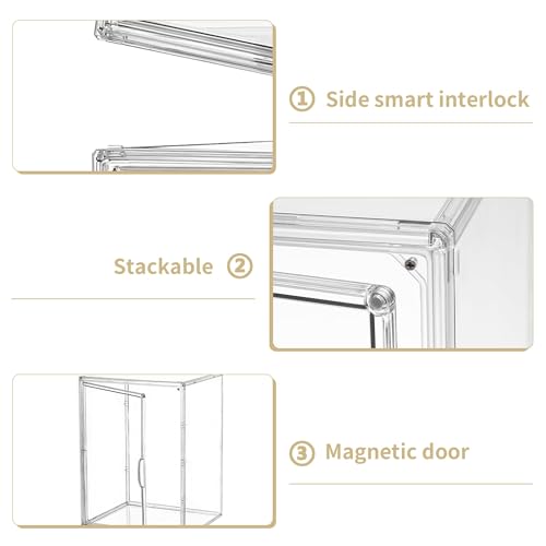Image of Large Clear Acrylic Figure Display Case for Collectibles 2 Pack | Movable Divider, Magnetic Door, Easy to Clean, Dustproof, 2-Tier, Easy Assemble, Adjustable Storage