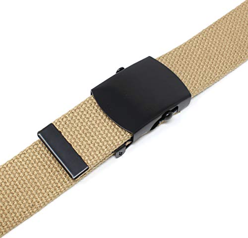 Canvas Web Belt Military Style with Black Buckle and Tip 56" Long Many Colors3