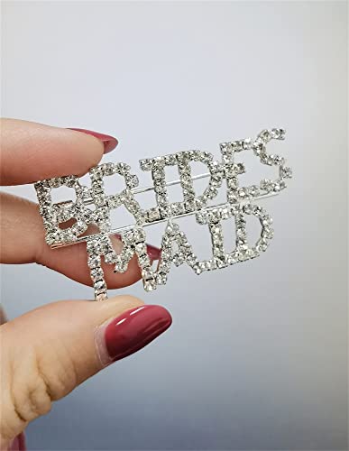 Image of Rhinestone Bride Brooch Pin for Women Girls Fashion Crystal Letter Wedding Bouquet Brooches Lapel Pins Delicate Dress Accessories Jewelry Gift for Bachelorette & Bridal (Bridesmaid)