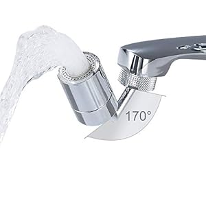 Waternymph 720 Grad drehbarer Wasserhahnbelüfter, Doppelfunktions-Badhahn-Sprühbelüfter zum Waschen des Gesichts, Gurgeln und Augenspülen, 22 mm Innengewinde – Rändeln