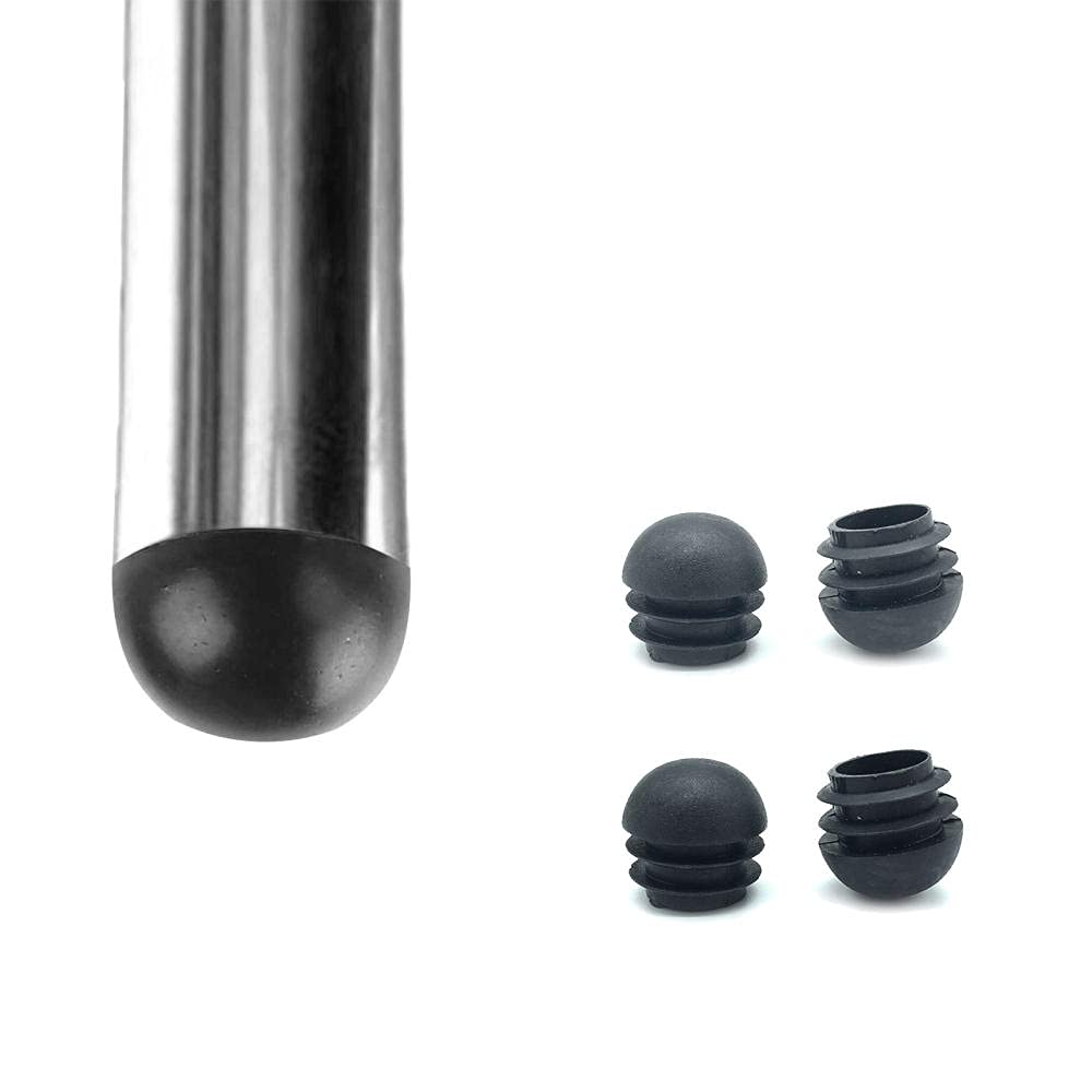 Zoyay Round Plastic Inner Plugs Half Spherical Domed End Covers, Table Foot End Caps,Chair Leg Ribbed Inserts Desk Feet Stoppers Furniture Legs PVC Pipe Plug Floor Protector Black-4pcs_32mm
