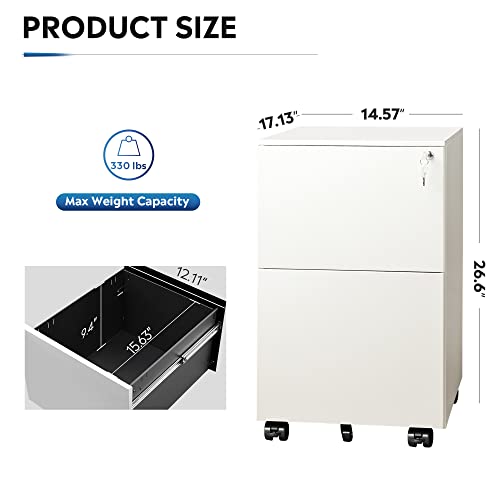 Image of DEVAISE Vertical File Cabinet with Lock, Mobile Filing Cabinet for Legal /Letter /A4 Files, Fully Assembled Except Wheels, White