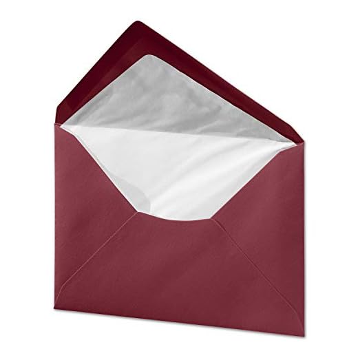 Artoz Serie 1001 Lot de 25 enveloppes côtelées et doublées Rouge vin DIN C5, 229 x 162 mm