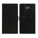 ahha 日本正規品 Sony Xperia M2 KIM Flip Case, Stealth Black フリップ ケース, ステルス・ブラック (スタンド機能つき) A-FPSYD2302-0K11