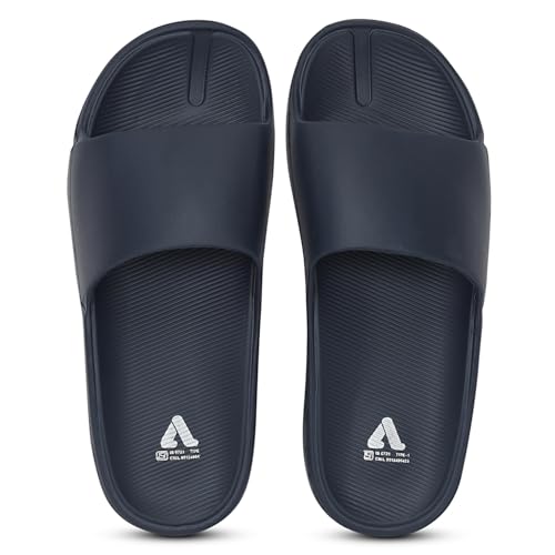 Image of Aqualite Men's Slides Slippers | Slip-On Flat Base Flipflop for Men | Anti-Skid Sole, Lightweight & All-Day Comfort | Casual Home & Outdoor Sandal for Men