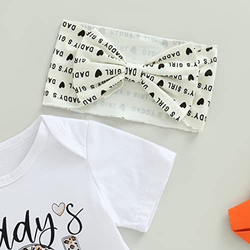 Gueuusu Father’s Day Baby Girl Outfit Daddy's Girl Short Sleeve Bodysuit Top High Waist Bummies With Headband Cute 3Pcs Set (White, 6-12 Months) #TOP2