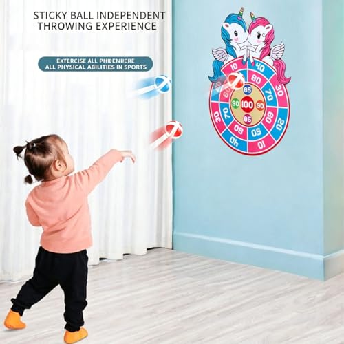 Image of Dart Game for Kids, Indoor Games for Kids with Unicorn Design, Target Board with Sticky Balls, Ball Game for Kids, Gift for Boys Age 8-10 Years, Soft Board for Hand Eye Coordination Training