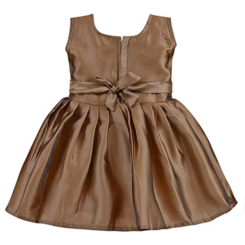 Image of Wish Karo Baby Girls Knee Length Satin Embroidered Party Dress-(fe2913nw)