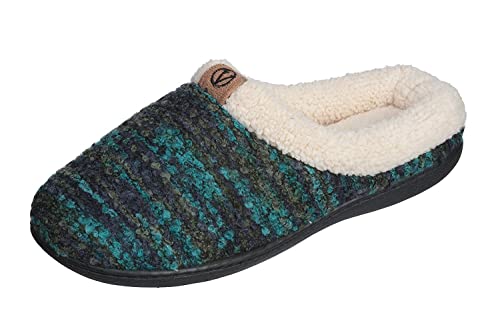 Roxoni Womens Knitted Fleece Lined Clog Slippers Warm House Shoe Blue 8.5/9 #TOP1