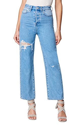 [BLANKNYC] Womens Five Pocket Ribcage Straight Leg Jean with Rips, Comfortable Pants & Designer ClothingJeans